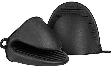 kwmobile 2x Silikon Topflappen - Ofenhandschuh Set - Topfhandschuhe - Topflappen Handschuhe - Backofenhandschuhe aus Silikon - Schwarz
