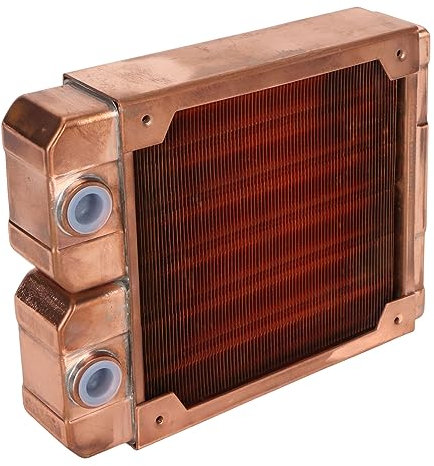 Bewinner Water Cooling Computer Radiator, 7 Pipe Red Copper Heat Exchanger Liquid Cooling Radiator Heat Sink 120mm for CPU PC Laser Water Cool System