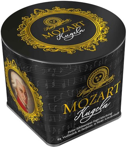 Mozartkugeln in Geschenkbox Henry Lambertz 300g mit Haselnuss-Nougat-, Pistazien- und Edelmarzipan füllung