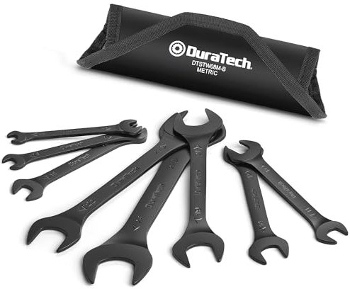 DURATECH Doppelmaulschlüssel Satz Extra Flach, 8-teilig, Metrisch, 5,5mm-27mm, Gabelschlüsselsatz Maulschlüssel Schraubenschlüssel Set, Schwarze Elektrophorese-Beschichtung, mit Aufbewahrungstasche