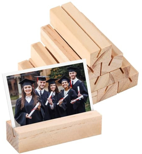NICKLIN Soporte Fotos Madera,12 Piezas Soportes para Tarjetas de Maderas Rectangular,Porta Fotos Menú,Soporte Memo Madera para Restaurantes,Marcasitios Boda,Banquetes y Celebraciones