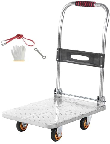 Folding Platform Trucks,Rolling Flatbed Cart Dolly for Easy Transportation Heavy Industrial Platform Hand Trucks, Garage Warehouse Moving Truck,Heavy Duty Platform Trolley with Rubber W(Size:60x40cm)