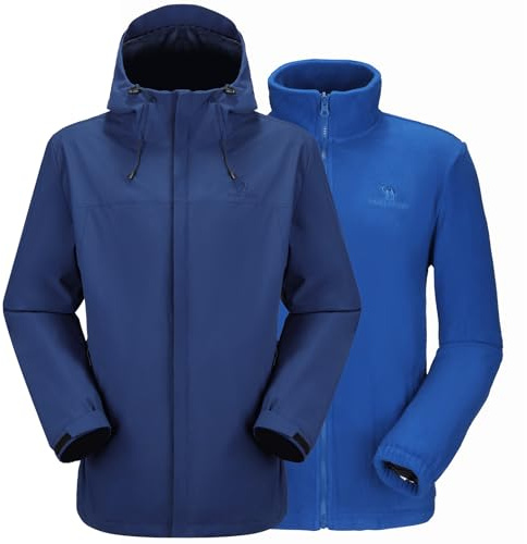 CAMEL CROWN Men's Winter Ski Jacket 3 in 1 Mountain Snow Waterproof Coat Warm Windbreaker Snowboard Jacket Parka with Hooded