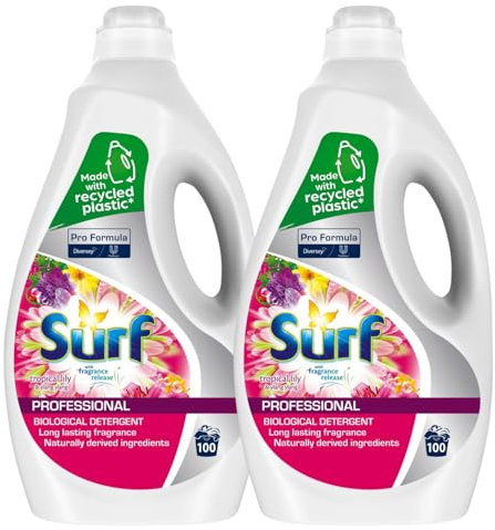 Surf Tropical Lily & Ylang Ylang (2 X 5L - 100 washes each) Professional Concentrated Liquid Biological Detergent | Fresh & Clean Washing | Long Lasting Fragrance