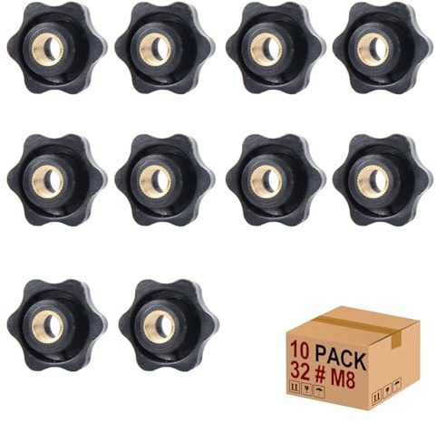 Sterngriffmutter Stern Muttern 10 Stück M8 × 32 MM Innengewinde Klemmknopf Griffmuttern Rändelmutter Klemmmutter Durch Loch Star Kopf für für Werkzeugmaschine, Maschine(M8)