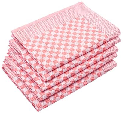 ZOLLNER 5er Set Geschirrtücher Baumwolle in 46x70 cm - super saugstarke und robuste Küchentücher – waschbar bis 60°C – in rot kariert - Gastronomiequalität - Oeko Tex® Zertifiziert