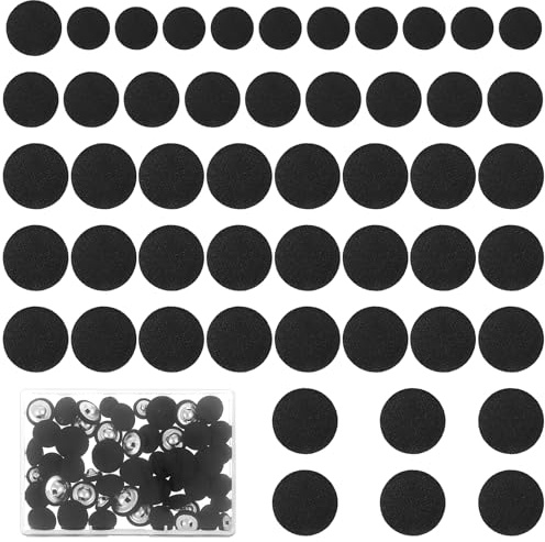 Classicseali 50pcs Fabric Cloth Covered Button,Black Upholstery Buttons, with Metal Shank Round Black Button,for Suits,Gowns,Blouses,and Mores(18mm/15mm/11.5mm)