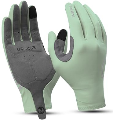 INBIKE Fahrradhandschuhe Herren Damen Lang Sommer Atmungsaktiv Radhandschuhe MTB Handschuhe Langfinger Reflektierende Anti-Rutsch für Radfahren Rennrad Sport Grün M