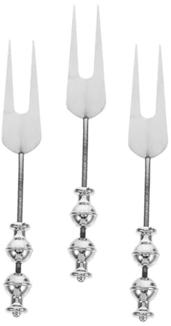 PartyKindom 3pezzi Forchette Da Frutta in Acciaio Inossidabile Design Da Te Perline Adatte Per Dessert Feste Picnic e Antipasti