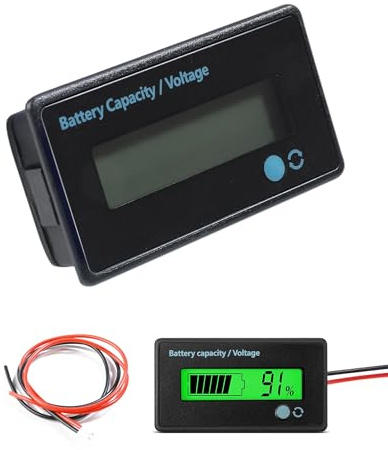 Flaconi Batteria capacità Tester per Auto,Misuratore di Batteria,DC 12V 24V 36V 48V 72V Misuratore di Tensione di capacità della Batteria,Adatto alla Maggior Parte dei Golf Cart,Auto,Camper (Verde)