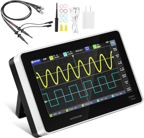 Handheld Digital Oszilloskop 2 Kanal: T4-1013De Digitales Oszilloskop 100 Mhz Bandbreite 1Gsa Abtastrate 7 Großer Touchscreen 1 Gb Speicher