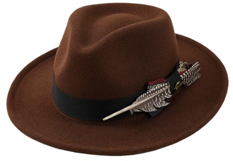 NICEYEA Neue Wolle Filzhut, Mode High-End-Sinn für Männer und Frauen, Frühling und Sommer Fedora Hut, Hochwertige Breite Krempe Vintage-Stil Kleidermütze