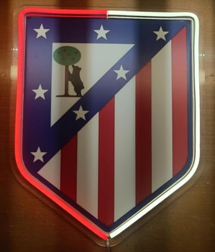 Lámpara LED Decorativa regalo del Atlético de Madrid, Iluminado, Luz Roja y azul, Estilo Neón LIGA DE FUTBOL, METACRILATO, NEON LED Y VINILO, MEDIDAS 35X30CM