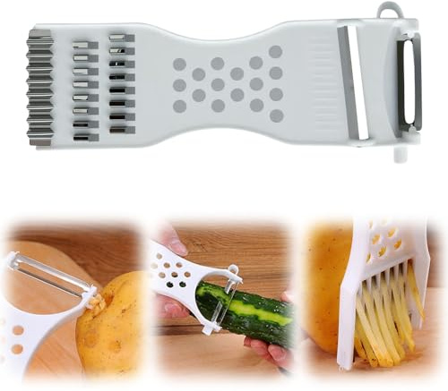 Vegetable Chopper, 2025 New 6-in-1 Multifunctional Potato Peeler, Stainless Steel Mandoline Vegetable Slicer, Easy Use Food Chopper for Veggie Onion Salad, Practical Kitchen Tools Gadgets (White)