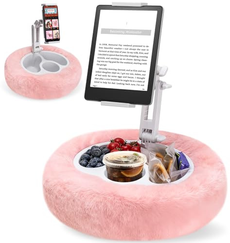 Nakelulu Kuddstativ för surfplatta, justerbar Kindle-hållare för säng med avtagbar skål och kudde, iPad-kudde för surfplatta, iPad, iPhone, Kindle, Switch och alla 4,7–12,9 tums enheter – rosa