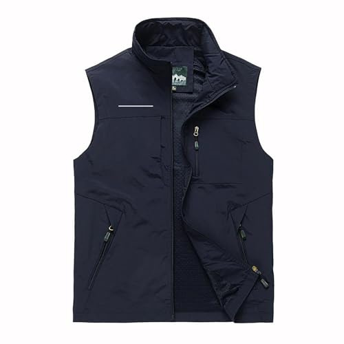 Generisch Gilet da lavoro da uomo, con chiusura lampo, in softshell, multifunzione, leggero, traspirante, fodera in rete, per il tempo libero, campeggio, trekking, caccia, per uomini, b, 5XL