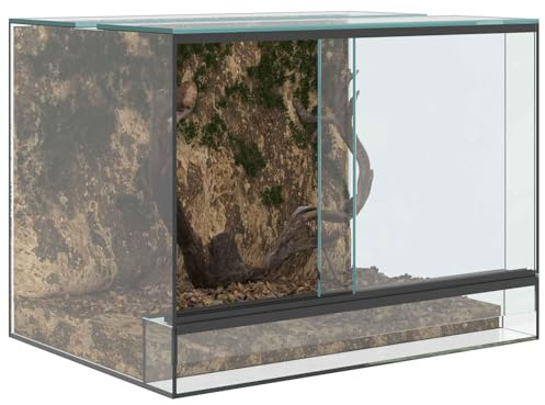vidaXL Terrarium mit Speicher Transparent 40 x 30 x 30 cm Glas, Moderner Glasterrarium, robuster Reptilienkäfig, 360-Grad Lebensraum, transparentes Zuhause