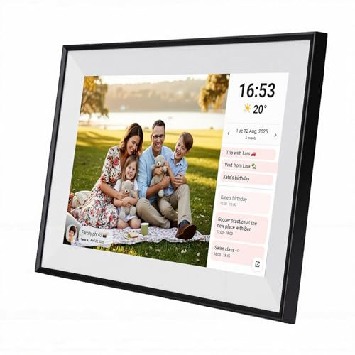 AMONIDA Cornice Fotografica Calendario Digitale Intelligente da 10,1 Pollici per Famiglie Che Organizzano Piani Settimanali Schermo Touch Ips HD Con Tabella Delle Faccende