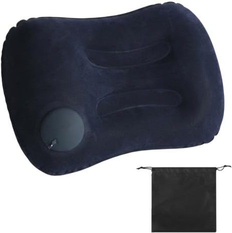 Bravien Coussin gonflable ultra léger - Coussin de camping ergonomique avec sac à cordon de serrage - Oreiller compact pour extérieur, tente, plage, voiture et avion