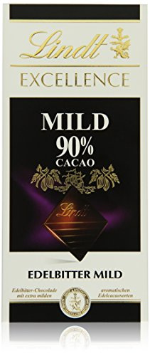 Lindt Excellence 90 %, Edelbitter Chocolade mit mindestens 90% Cacao-Anteil, glutenfrei, laktosefrei, vegan, 100g