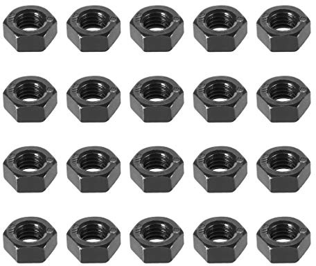uxcell Hex Nuts, M8x1.25mm Metric Coarse Thread Hexagon Nut, Carbon Steel, Pack of 20 (Black)