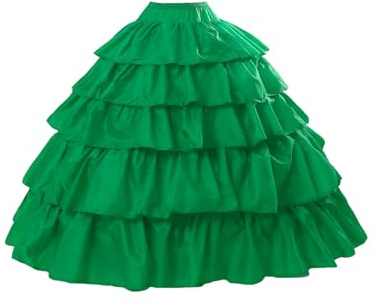 BEAUTELICATE Damen Reifrock Brautkleid Lang A-Linie Petticoat Rockabilly Barock Kleid Unterröcke Krinoline 4 Ringe mit Rüschen fur Hochzeit Karneval Halloween (Grün, L-XL)