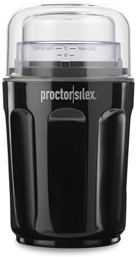 Proctor Silex Sound Shield Electric Coffee Grinder for Quiet Grinding, Stainless Steel Blades, Beans, Spices and More, 12 Cups, Black (80402)