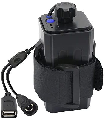 PNGKNYOCN Alloggiamento della batteria da 8,4 V, con porte DC e USB, custodia impermeabile e sicura, per 2/4 batterie agli ioni di litio 18650, fari e telefoni cellulari