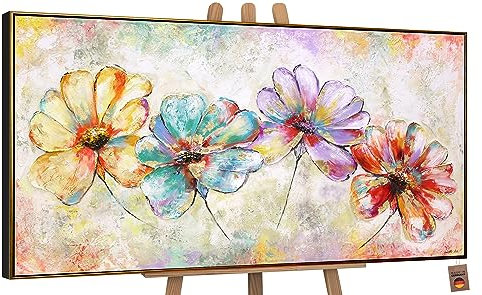 YS-Art Quadro acrilico su tela dipinto a mano Bellissimo Struttura moderna decorazione murale Immagine da parete colori vivaci con cornice 120x60 cm