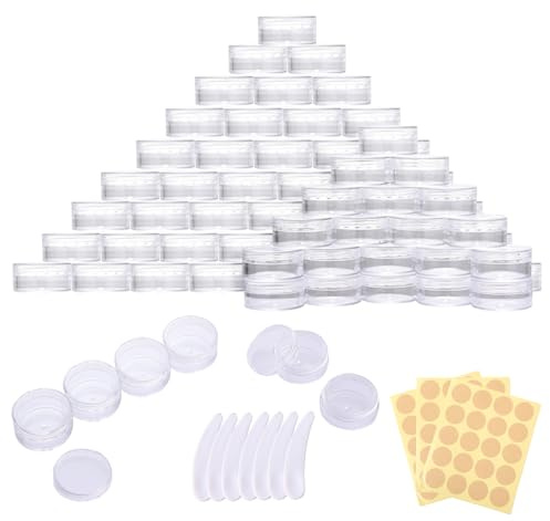 Lot de 71 boîtes vides transparentes de 5 ml - Avec couvercle - Pour échantillons de voyage - Pour le remplissage de cosmétiques, lotions, crèmes