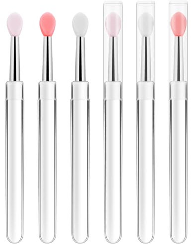 6pcs Silicone Lip Brush Silicone Lip Applicator with Cover Reusable lipstick Brush,Nail Art Applicator Tools, Lip Eyeshadow Makeup Stick