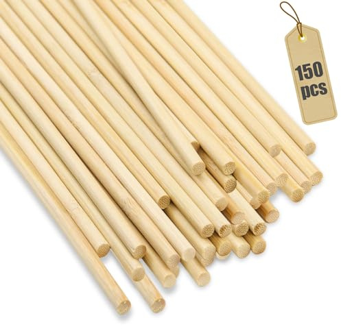 GZGXKJ 150 Stück Holzstäbe Holzstäbchen zum Basteln 300mmx4mm Rundstab Holz Dübelstangen Geeignet für Möbeldekoration, Modellbau und Heimwerkerhandwerk