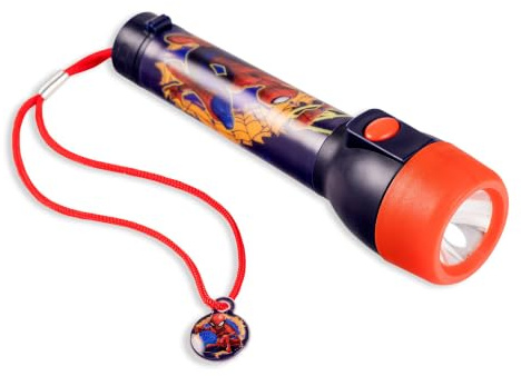 Disney Spiderman barn stor LED-ficklampa 16 cm plast halkfri ficklampa för utomhusäventyr, camping, vandring och nödsituationer