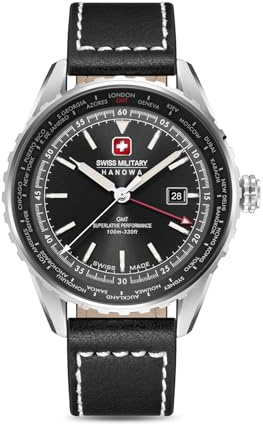 Swiss Military Hanowa SMWGB0003201 Afterburn GMT Herrenuhr mit Lederarmband Saphirglas