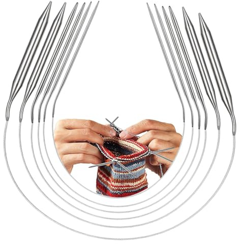 Ferri da maglia lunghi 80 cm, in metallo, set da 6 pezzi, 2 mm, 3,5 mm, 4 mm, 5 mm, 6 mm, 9 mm, grandi ferri da maglia per calze, maniche, cappelli, maglioni, calze e guanti