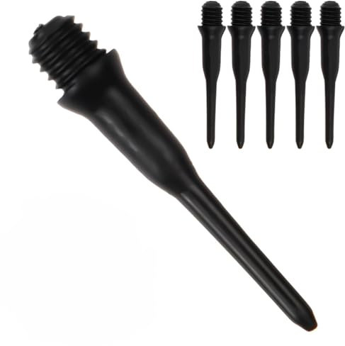 Ehuihuan 100 Stück Dartpfeile mit Kunststoffspitze, Dart Zubehör, Dart Spitzen Soft, 2BA Gewinde Ersatz-Dartkopf, Weicher, Stabiler und Langlebiger Schwarzer Kopf