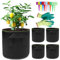 5 Pezzi Sacchi per Piante, 30L Vasi Coltivazione Vaso in Tessuto Con Maniglie, Vasi di Coltivazione con Maniglie e Etichette, Grow Bag Borse per Piantare Verdure e Frutta, Patate, Pomodori