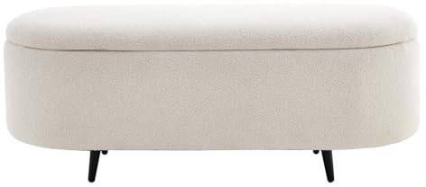 Riess Ambiente Scandinavische Polsterbank Vogue 110cm - weiß - Bouclé schwarz Sitzbank mit Stauraum modern Flur Schlafzimmer