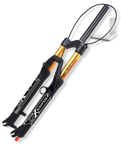 LYYCX AuroraXQ Fourche Avant Suspension air Vélo VTT 26/27.5/29 Pouces, Course 140mm, Tube 1 1/8 Alliage d'aluminium Réglage du Rebond pour VTT AM XC DH(Straight Remote Lockout,26 Pouces)