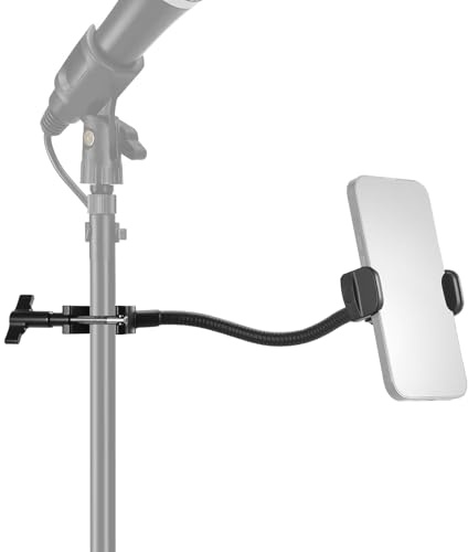 NEEWER BASICS Mic Stand Phone Holder with Flexible Arm, 360° Ball Head Boom Arm Microphone Floor Music Stand Cell Phone Mount Compatible with iPhone Android Samsung Video Recording, MS009