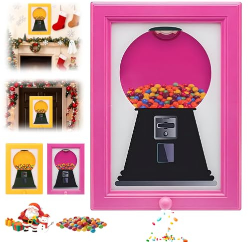 Handy Candy Frame Dispenser, Wall Mounted Sweet Dispenser Picture Frame, Hanging Gumball Machine Art, Cute Hanging Frames for Creative Desktop Ornaments and Holiday Gifts (Pink)