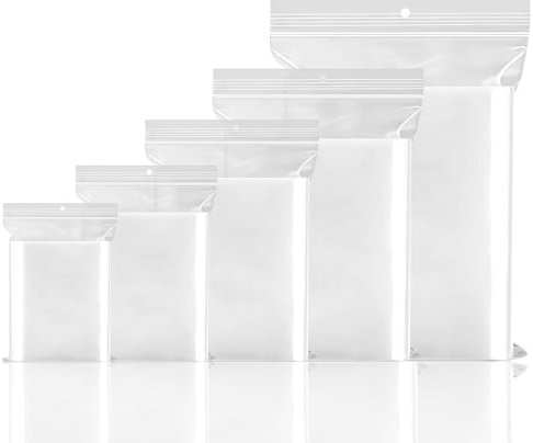 Romon Bolsas Zip Pequeñas, Bolsas Autocierre Transparentes, 5 Tamaños Diferentes Reutilizables 500 Piezas, Bolsa Plastico Transparente​ para Joyería Confitería