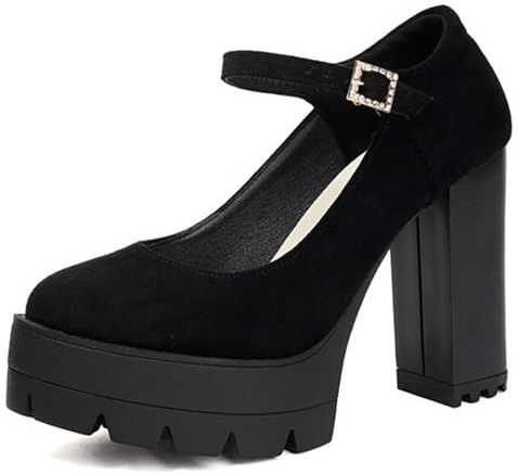 Sverige plattform pumps tjock blockklack rund tå Mary Jane retro klädda klackar korta pumps plattform för vårmode och gatustil
