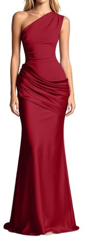 Robe de Soirée Femme Longue Satin Robe de Bal de Promo Asymétrique Chic et Elegante Maxi Dress Sans Manches Robes Demoiselle D'honneur Taille Haute Cocktail Festive Dress pour Ceremonie Mariage Fête
