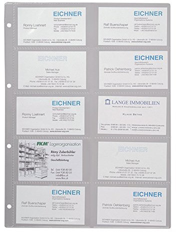 Visitenkartenhüllen zur Erweiterung der Kapazität der Visitenkartenbücher im Format DIN A4, VE 10 Stück