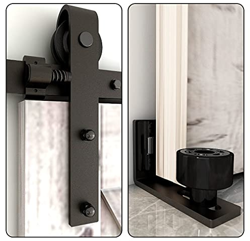 TSMST 9FT/274CM Herraje para Puerta Corredera Kit de Accesorios para Puertas Correderas con Guía de Suelo Ajustable