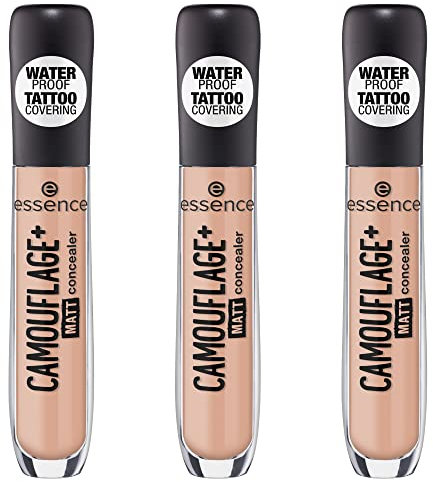 essence CAMOUFLAGE+ MATT concealer, Abdeckstift, Tattoo Abdeckung, Nr. 40 medium fawn, nude, mattierend, matt, ölfrei, wasserfest, ohne Alkohol, 3er Pack (3 x 5ml)