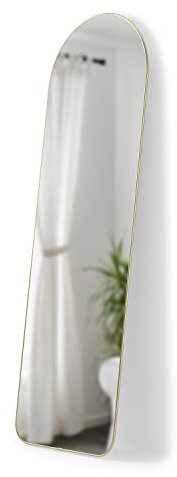 Umbra Hubba Spiegel - Gewölbter Standspiegel mit Metallrahmen, 51 x 157 cm, Messing