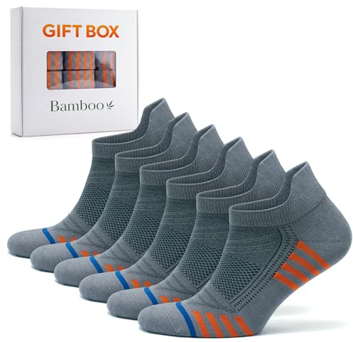 GoWith 6 Pairs Men’s Bamboo Trainer Socks, Sneaker Ankle Socks, Lightweight Breathable Moisture Wicking, Soft Sports Socks, 6-11