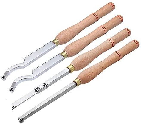 Ensemble D'outils De Tournage Sur Bois 4 Pièces, Outils De Tournage De Tour Au Carbure, Outils De Tour À Bois, Comprend Finisseur/Détaillant/Creux Col Cygne/Outils Séparation Avec Poignée Souple